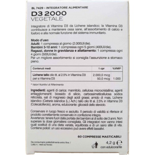 Bios line Principium D3 2000 vegetale 60 cpr