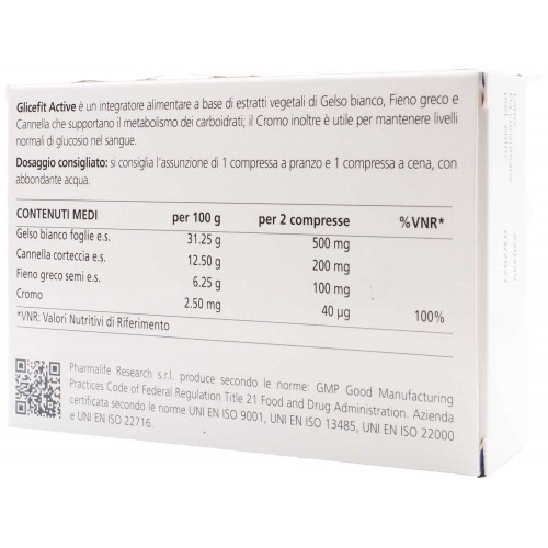 Pharmalife Glicefit 60 compresse tabella