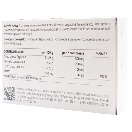 Pharmalife Glicefit 60 compresse tabella