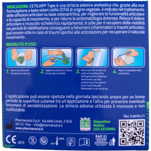 Cetilar Tape Striscia Adesiva per Dolori Muscolari 4x250cm - TuttoFarma
