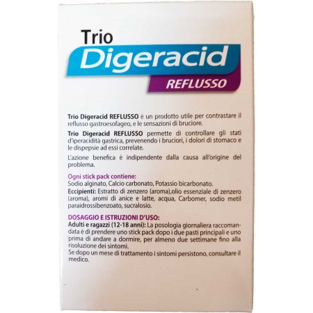 Trio digeracid reflusso 20 stick Pool Pharma ingredienti