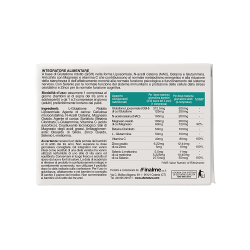 Glutasomil 250 alta natura 30 compresse ingredienti
